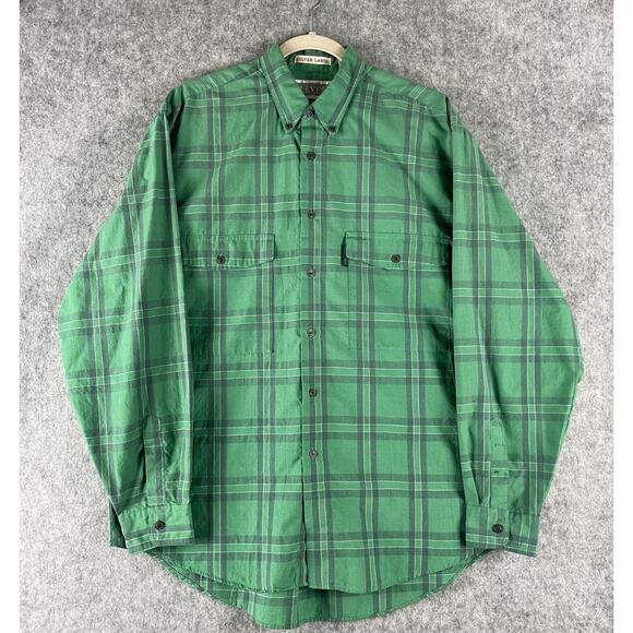 Vintage Levis Silver Label Shirt Mens Medium Green Plaid Long Sleeve Pockets - Picture 1 of 14